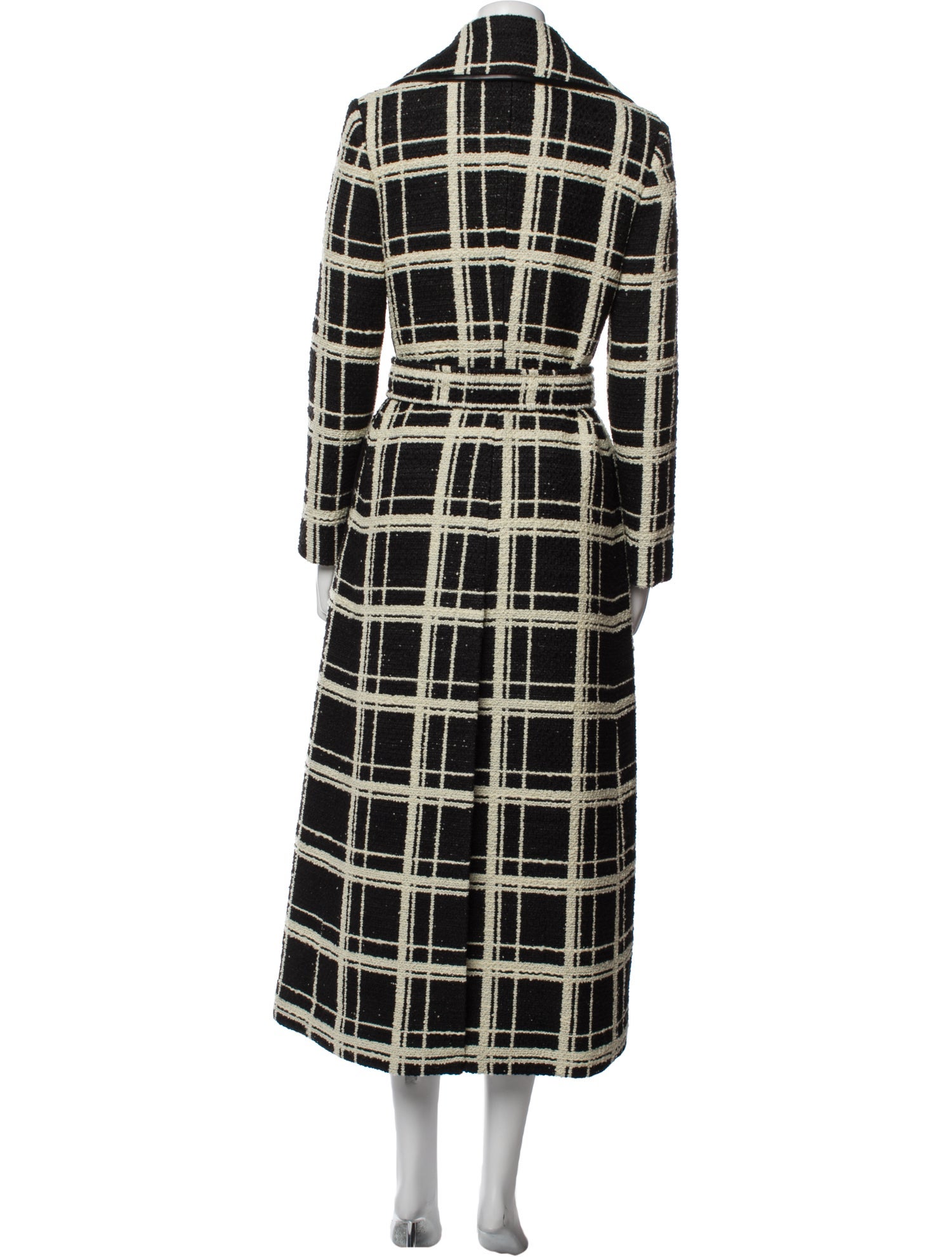 Valentino Virgin Wool Plaid Print Trench Coat
